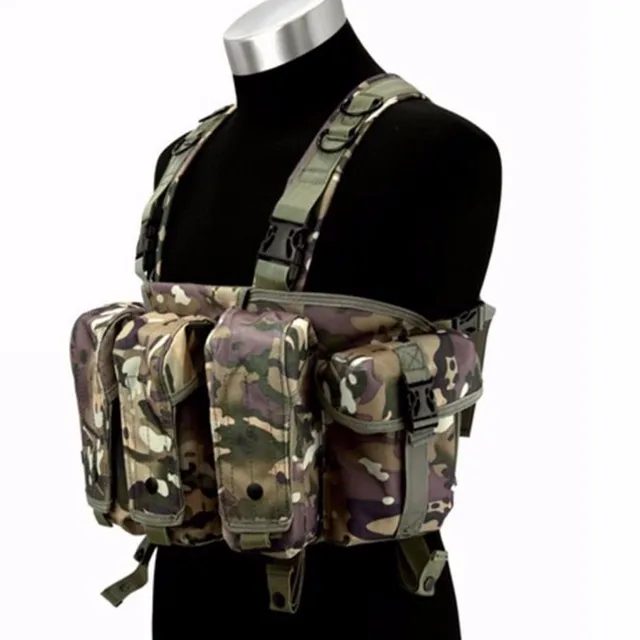 Military Tactical Camouflage Vest Airsoft Ammo Chest Rig AK 47 Magazine
