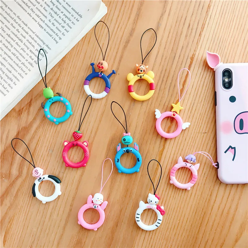 

Cute cartoon silicone hanging rope key ring straps pendant ring buckle personality shatter-resistant universal U disk lanyard