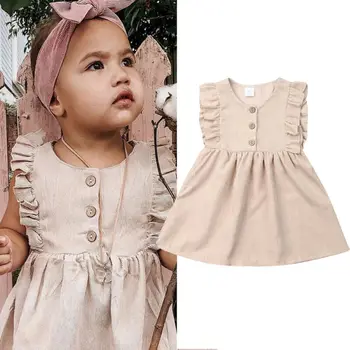 

PUDCOCO Toddler Infant Baby Girls Sleeveless Ruffle Dress Princess Party Pageant Wedding Dress Sundress Clothes 1-6T