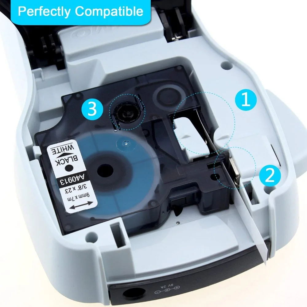 Oozmas 5 قطعة التسمية خرطوشة ل Dymo الأسود على الأبيض ل DYMO 9 مللي متر 40913 متوافق ل DYMO D1 شريط ملصقات صانع أشرطة الطابعات