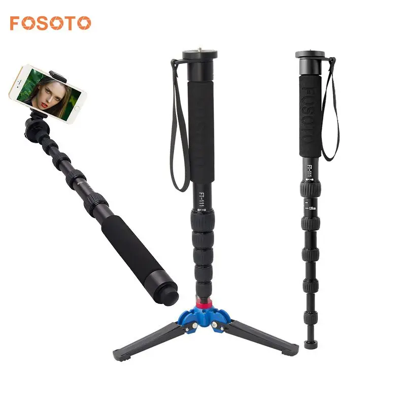 

fosoto FT-111 Tripod 1560mm Alumninum Camera Unipod Monopod Flip Lock w/3 Legs Base Mini Tripod Stand For Canon Nikon DSLR Phone