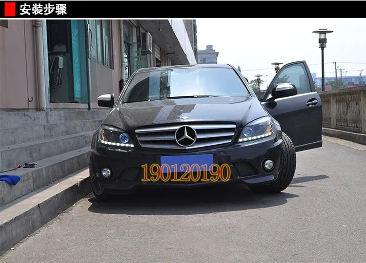 JGD абсолютно стиль для Benz W204 C180 C200 C220 C230 светодиодный налобный фонарь 2007-2010 Биксеноновая фара светодиодный DRL Автомобильные фары