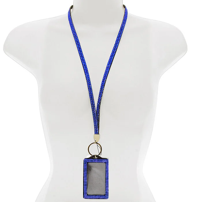 1pcs Blue Color Bling Rhinestone Crystal Custom Neck Lanyard With