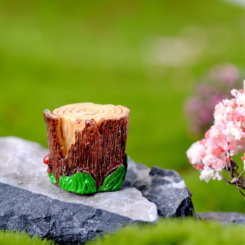 Us 0 47 8 Off 1pc Mini Tree Stump Model Resin Fairy Garden Miniatures Diy Doll House Terrarium Succulents Micro Landscape Decoration In Figurines