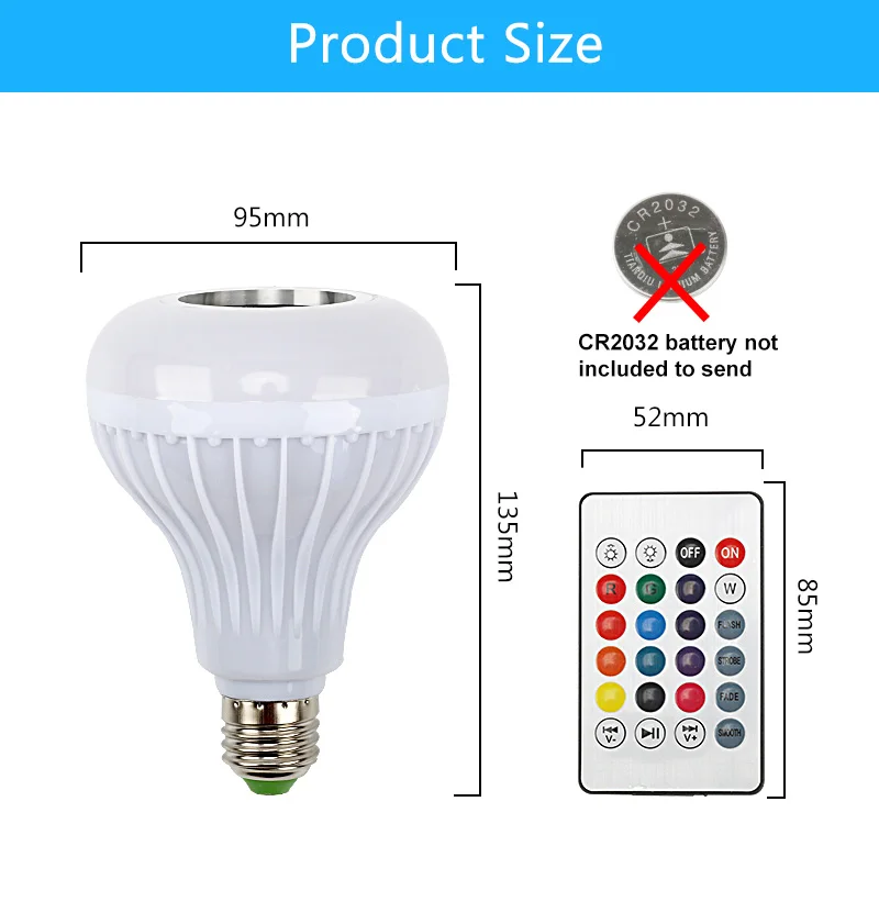 E27 Светодиодный светильник 12 Вт RGB Bluetooth динамик музыкальная лампочка с регулируемой яркостью беспроводной цветной светодиодный светильник с 24 клавишами дистанционного управления