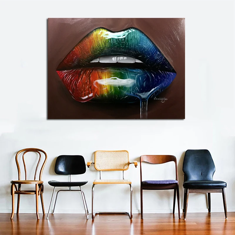 Самоотверженные настенные художественные картины Современные губы художественные красочные рот абстрактное искусство холст художественные печатные Плакаты для домашнего декора