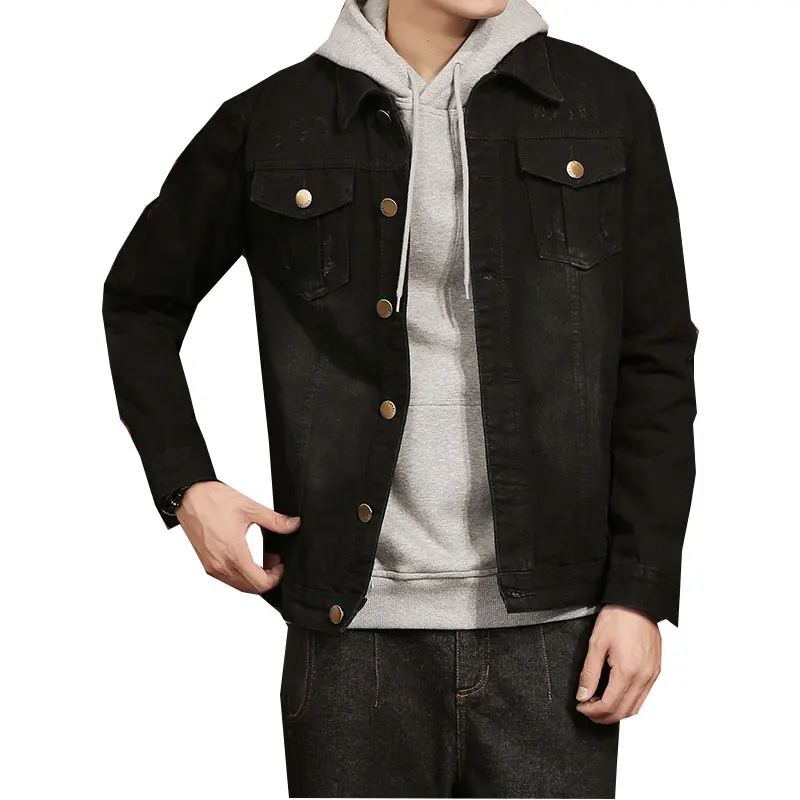 Men Jacket 2018 New Mens Denim Jacket Coat Single Breasted Black Big Men Plus Size 5XL 4XL M  3XL Jacket