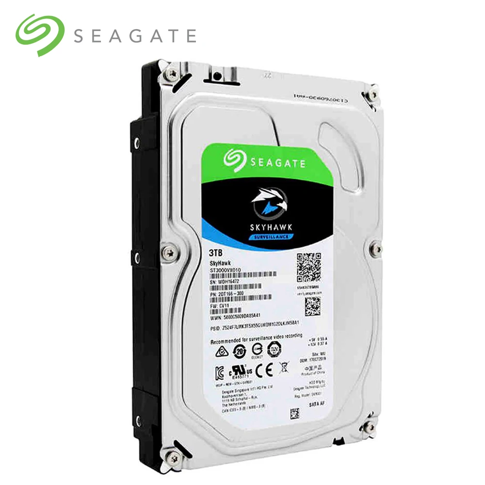 Seagate SkyHawk ST3000VX010 3 ТБ наблюдения специализированный HDD SATA 6 ГБ/сек. 5900 об/мин 3,5 дюйма-Серебристый