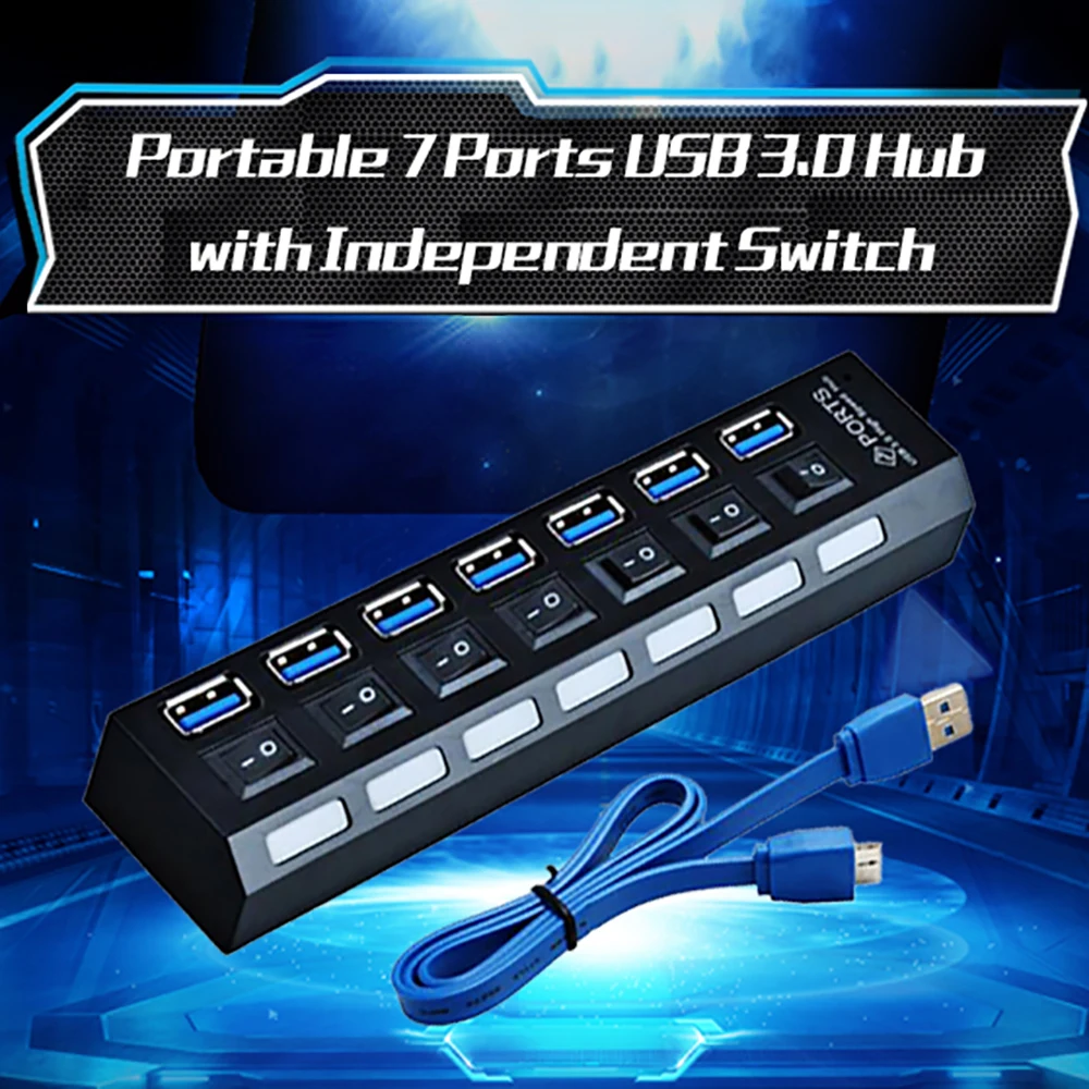 Концентратор Rovtop USB 3 0 4/7 портов микро концентратор разветвитель с адаптером
