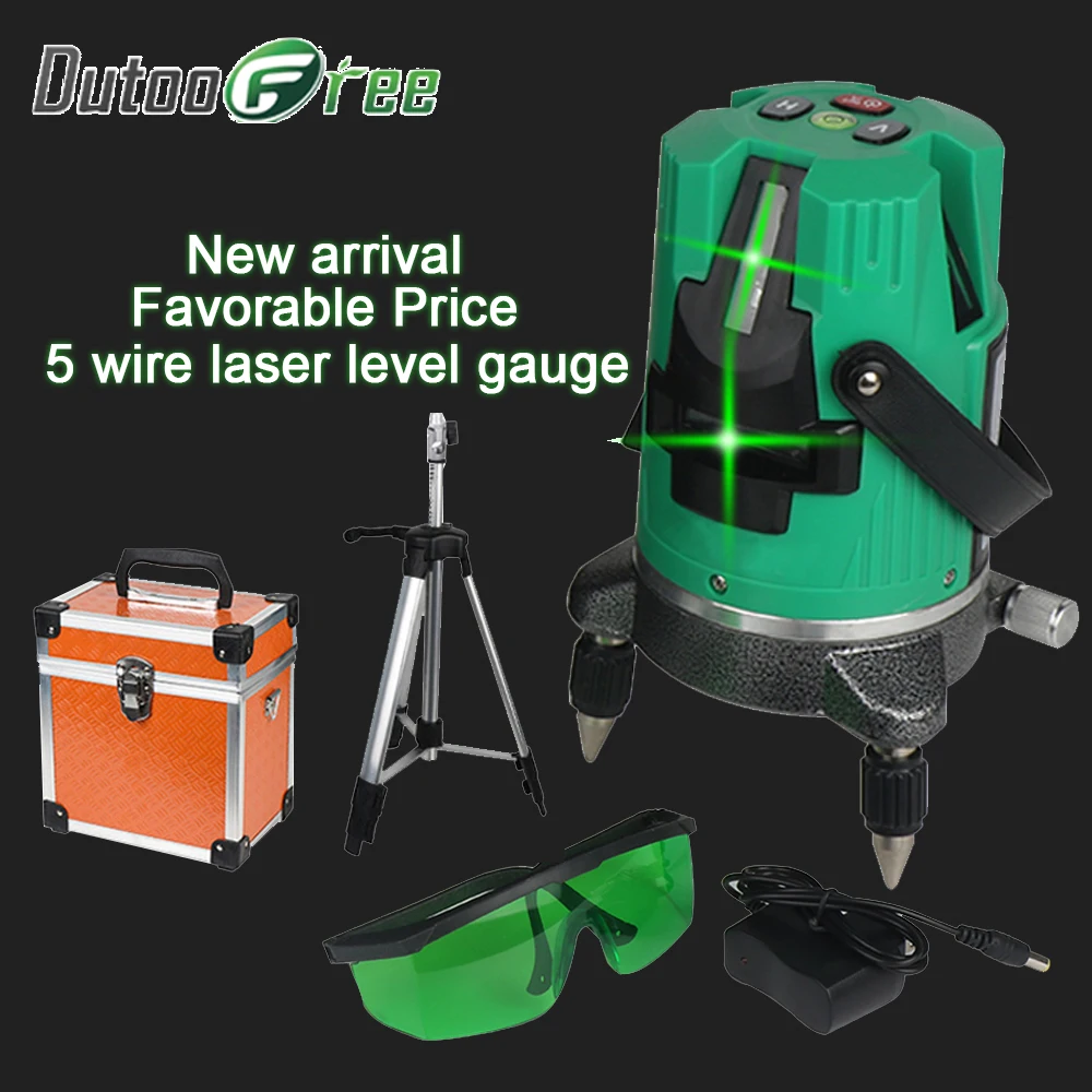 

Dutoofree Laser Level Leveling Laser 5 Line Laser Level 360 635nm Outdoor Mode Receiver Tilt Slash Available Auto Line