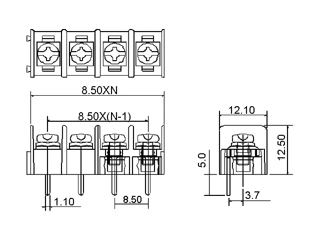 10 шт. 8,5 мм шаг разъем KF8500 pcb винт Клеммная колодка Разъем 2 pin/3 pin/4Pin зеленый черный 10A 300 в