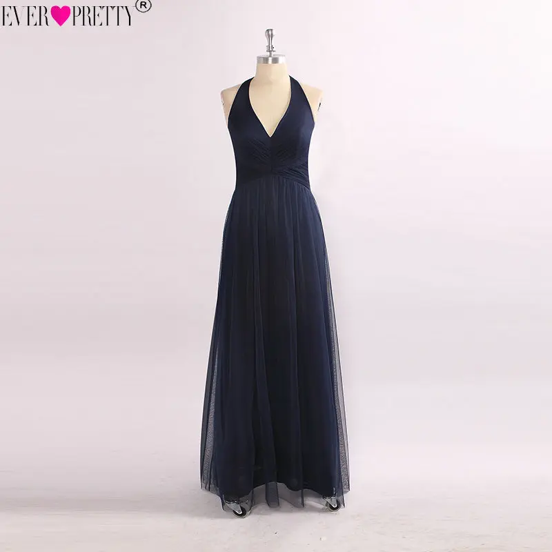 Женское вечернее платье Ever Pretty EZ07589NB простое длинное платье с v-образным вырезом темно-синие вечерние платья в пол без рукавов вечерние платья - Цвет: Navy Blue