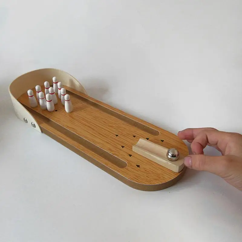 Very best  Wooden Mini Bowling Parent-child Interactive Board Game Children Board Game Toy Ball Game Puzzle St