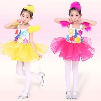 

Kids Blue Sequined Ballroom Ballet dancing costumes Girls Party Jazz dress children's Stage wear Perfoemance dance tutu dress