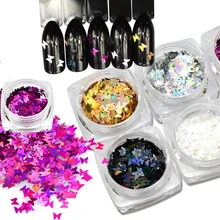 1 шт Блестки для ногтей блестки в форме бабочки Разноцветные косметические гелевые ногти художественные талисманы блестящая блестка блестки DIY 3D Декор SAHD01-05