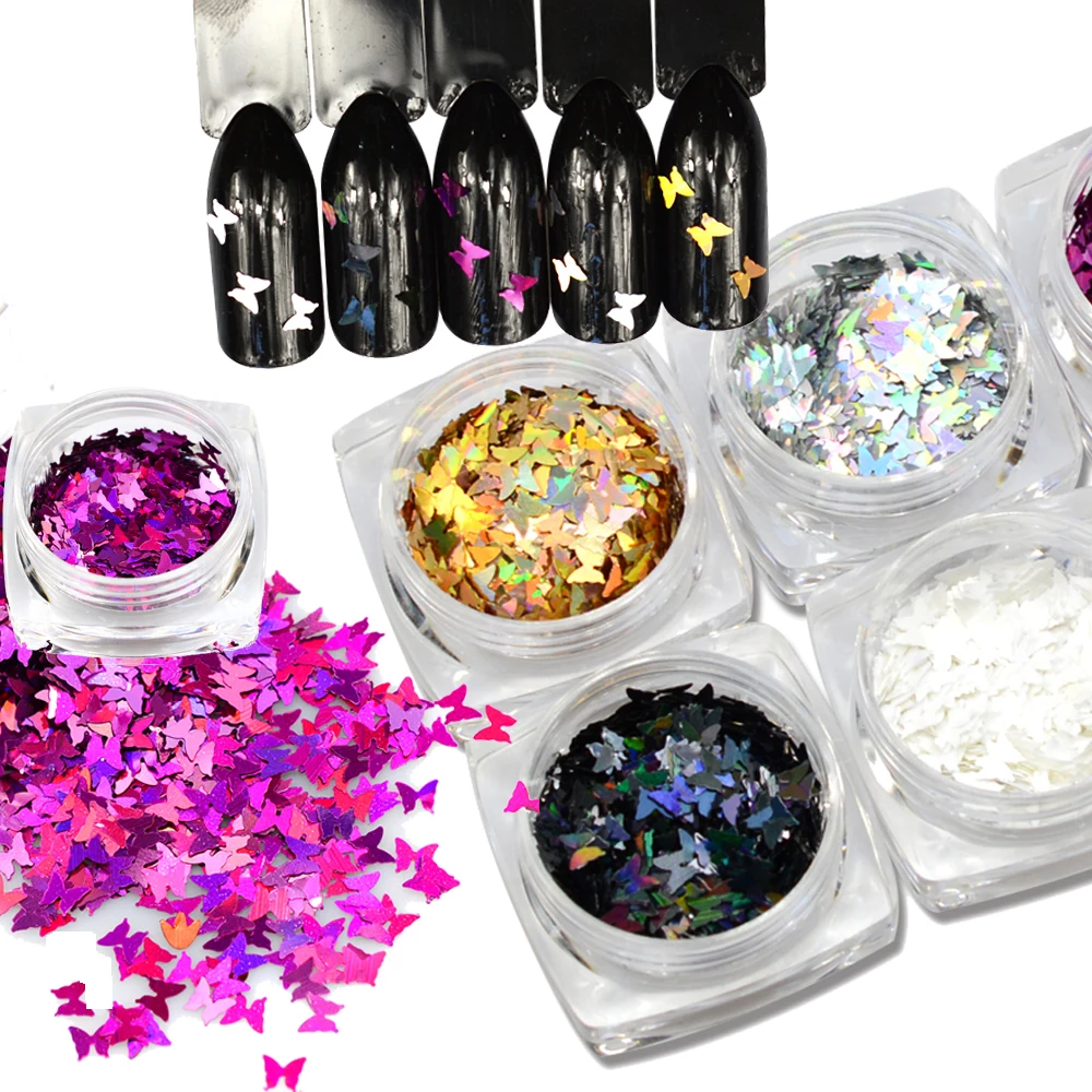 1 قطع جديد الأظافر التألق فراشة شكل مزيج الألوان الجمال هلام مسمار الفن سحر البسيطة شىء صغير براق صغيرة حجم الترتر ديكور SAHD01-05