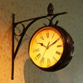 

European Style Restoring Ancient Ways Originality Home Furnishing Wall Clock Two-sided Wall Clock Surface