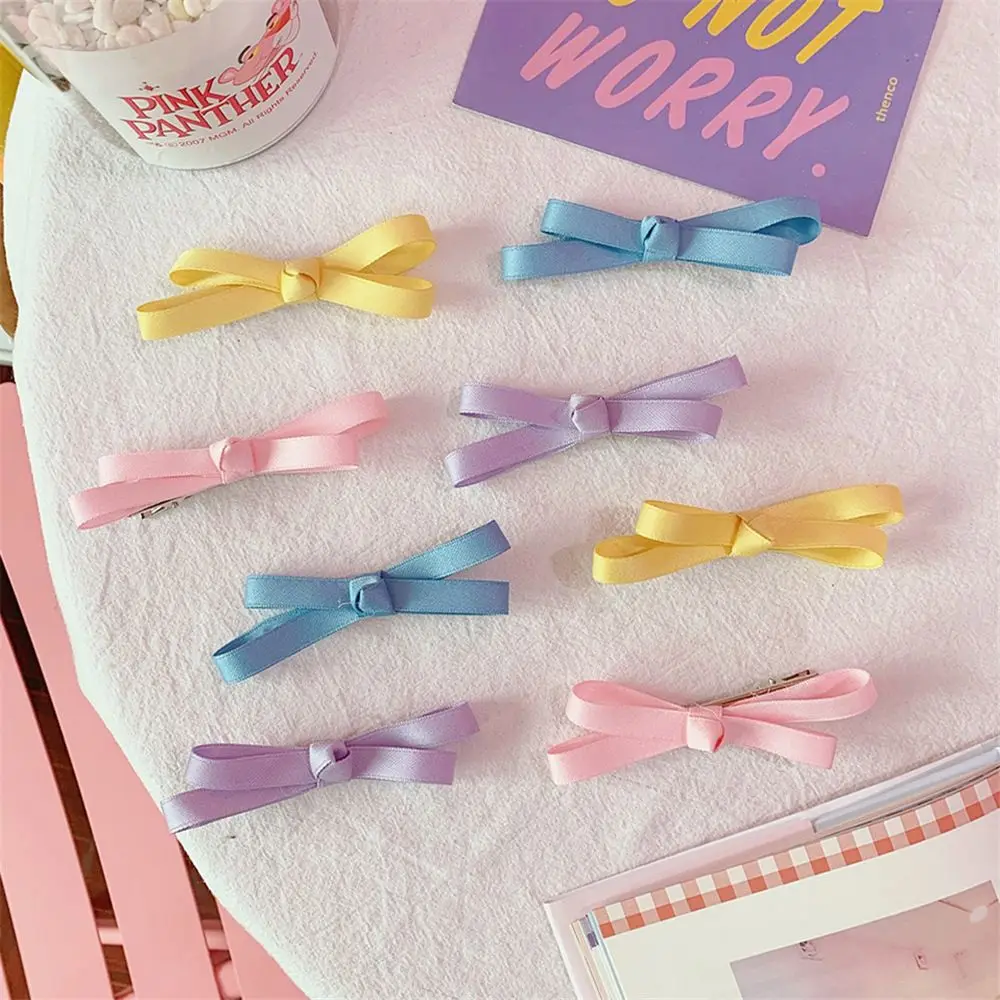 

1pcs Korea Fashion Macarons bow hairpin girl heart student soft sister bow duckbill clip side clip female Hair Styling Tools