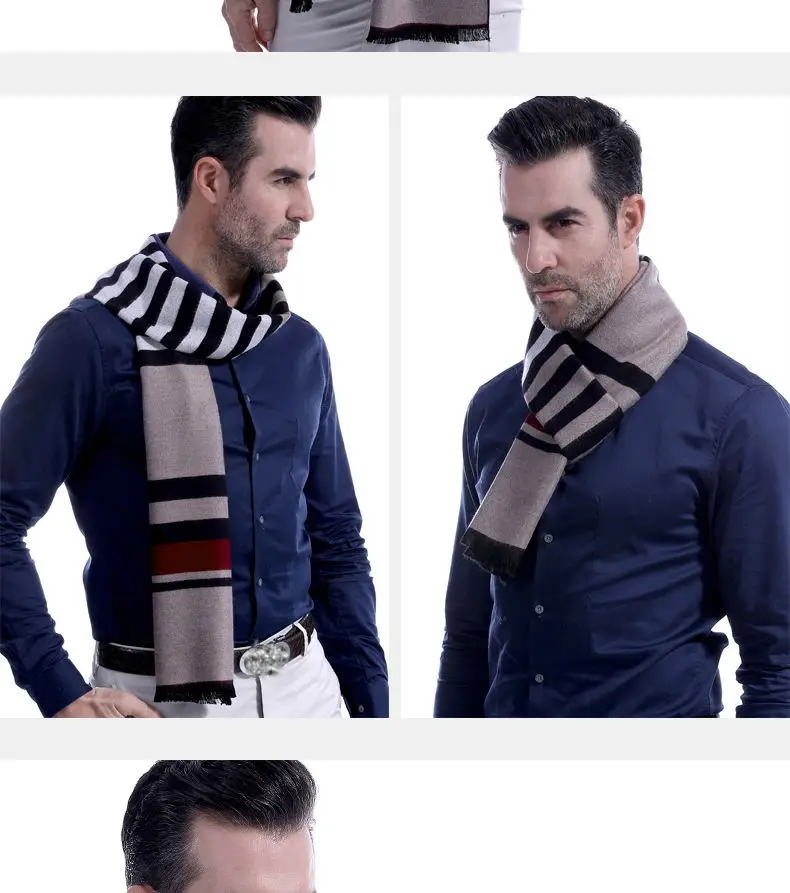 Wuaumx Повседневный осенне-зимний шарф мужские полосатые шарфы мужской теплый мягкий шарф шали Теплый шейный платок кисточка подарок для папы foulard