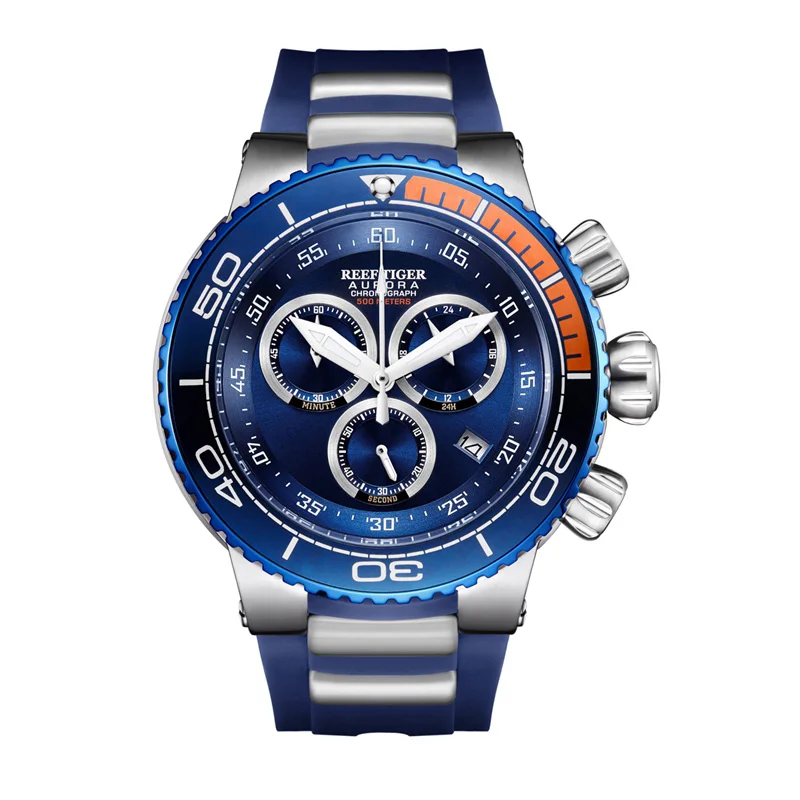 Риф Тигр/RT Роскошные синие спортивные часы мужские из нержавеющей стали водонепроницаемые Модные Военные часы Relogio Masculino RGA3168 - Цвет: RGA3168-YLL
