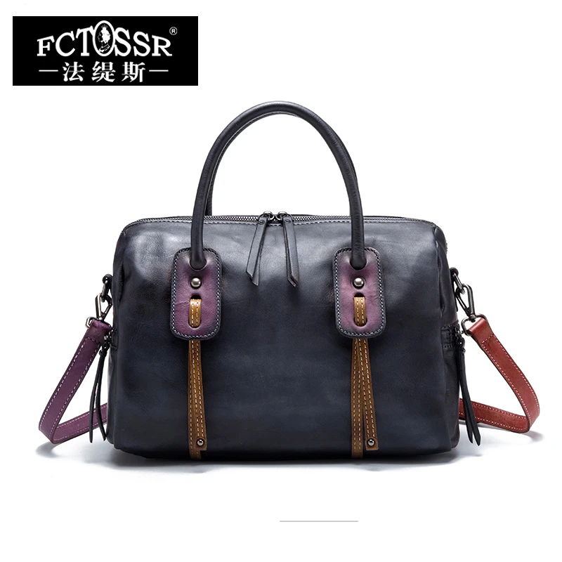 

Office Women's Handbags Messenger Bag 2019 Handmade Genuine Leather Shoulder Sling Bags Lady Top-handle Tote Portable Hand Bag