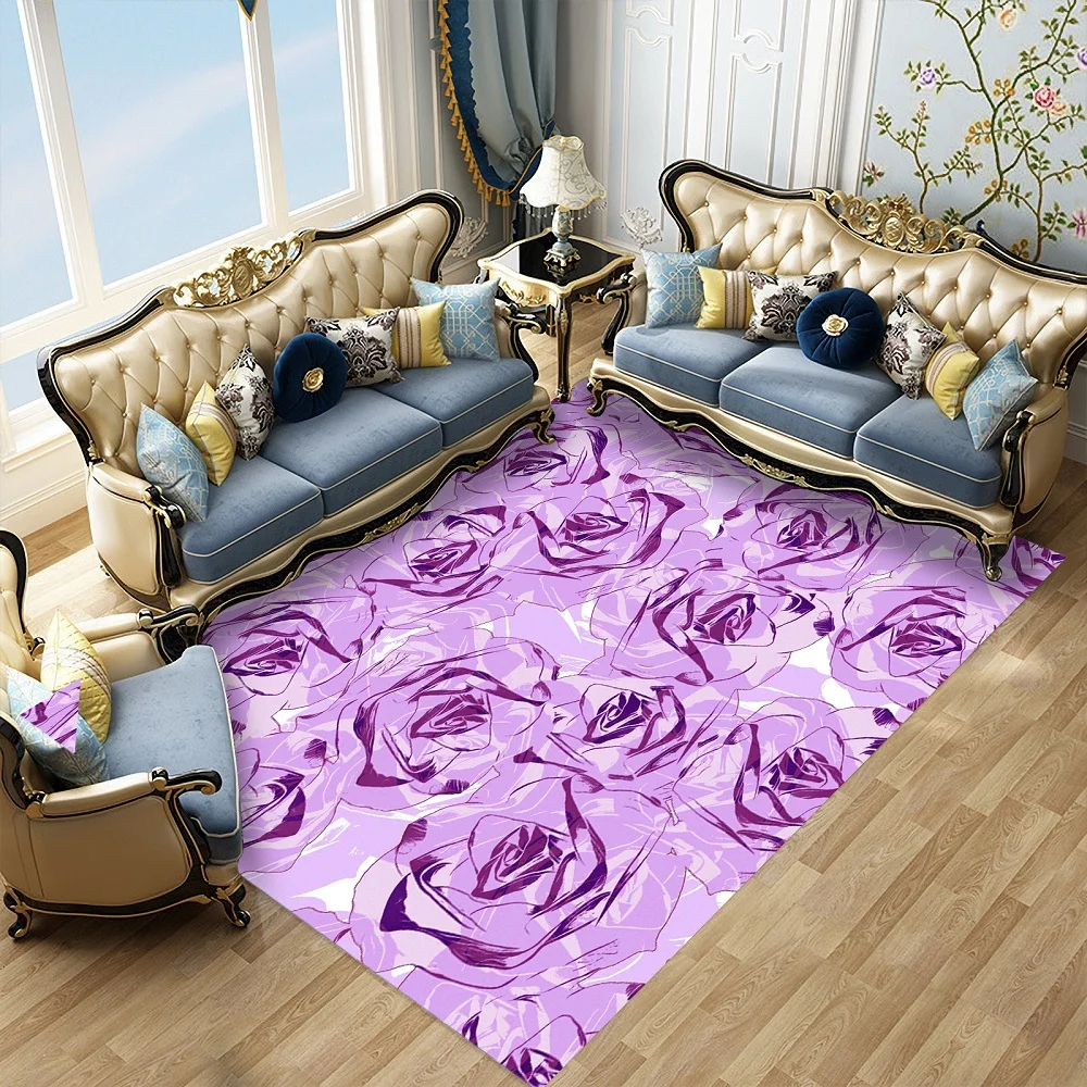 Пурпурная роза печатается анти-скольжения коврики мульти Размеры Кухня ковры коврик на открытом воздухе Спальня гостиной ковер домашний декор