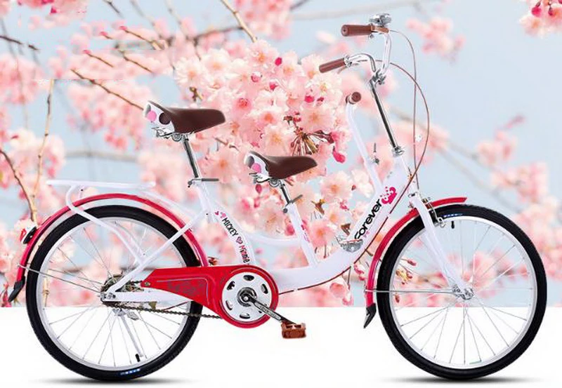 Best Venividivici 22/24 inch Rubber tires Ladies bikes parent-child bike double person bike Electroplated child pedal 5