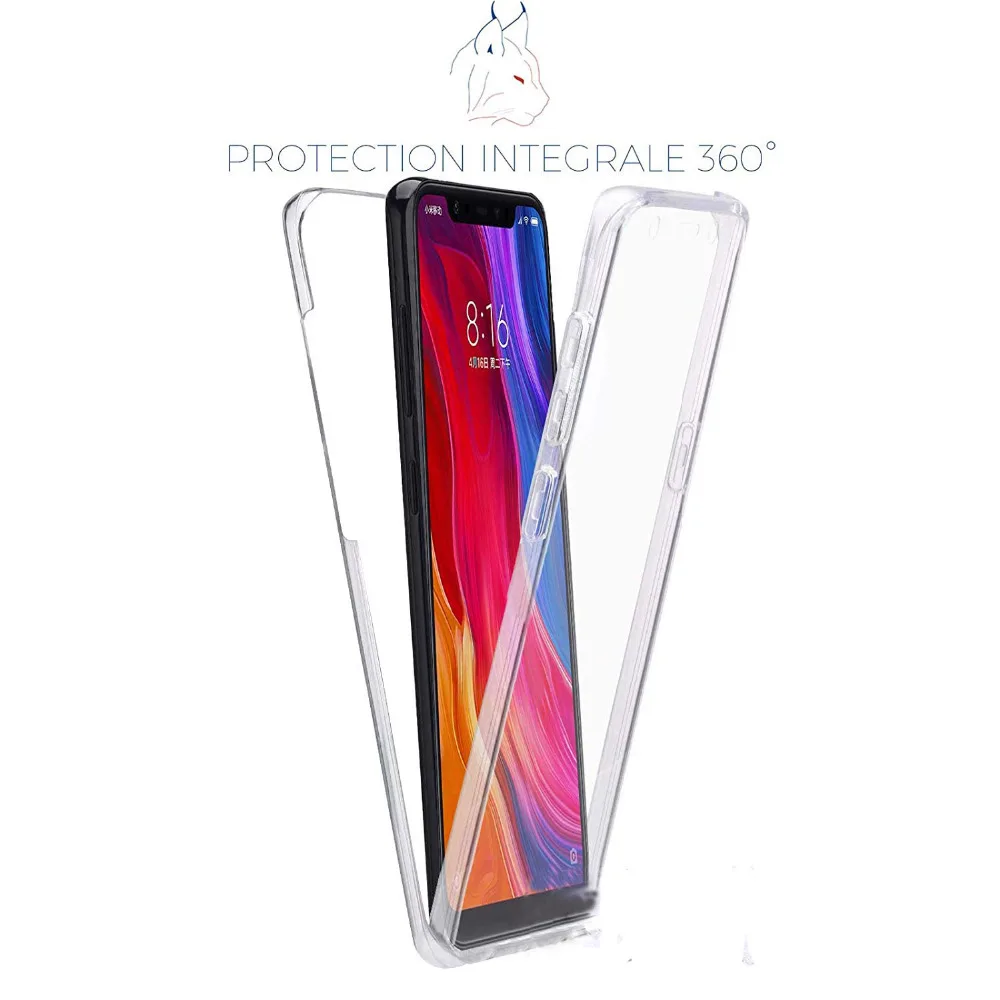 360 Degree Full Body Front And Back Clear TPU&PC Case Cover sfor Xiaomi Mi 8 Lite F1 Redmi Note 5 6 Pro 7 Mi 8 SE Phone Coque (4)
