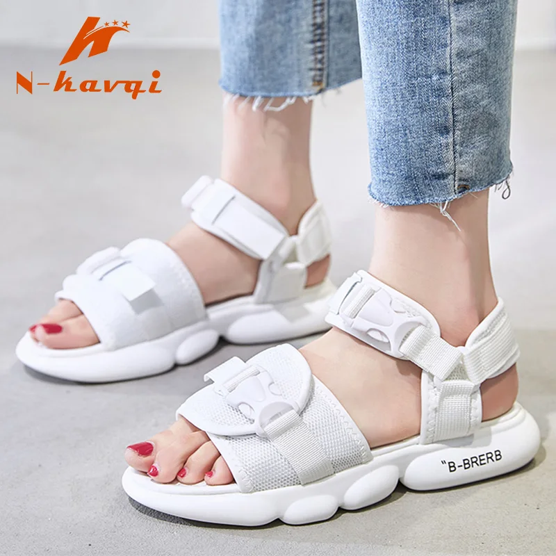 

NKAVQI Women Flat Sandals 2019 Summer New Roman Leisure Students Beach Sandals Shoes Women Open Toe Platform Gladiator Sandals