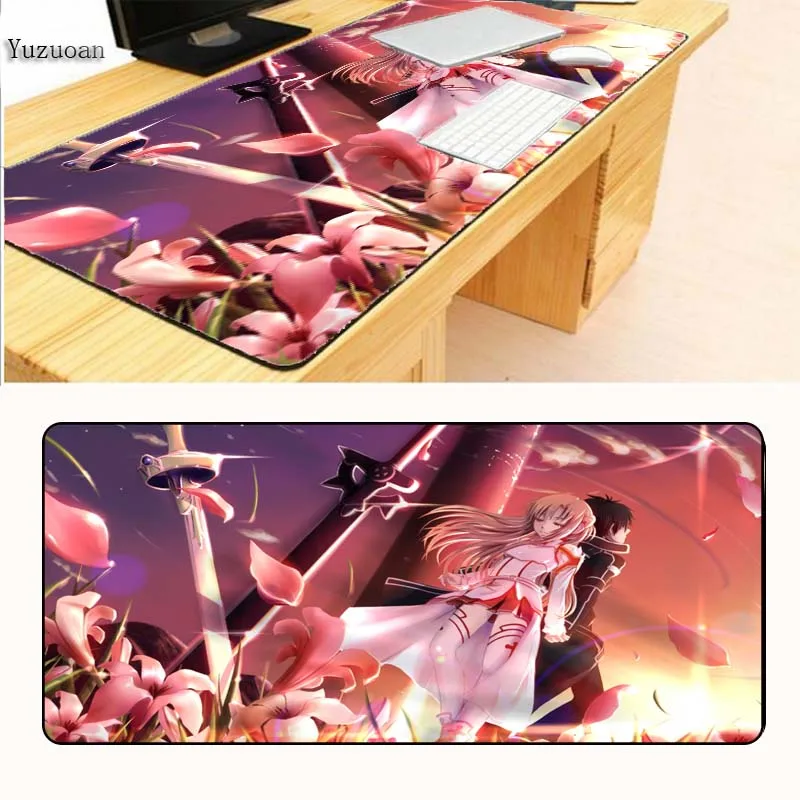 Yuzuoan Art Online Anime Japan Gaming keyboard Mouse Mats Large Lock Edge Pad For CSGO DOTA 2 Drop