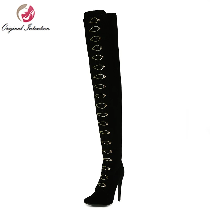 Original Intention Elegant Women Thigh High Boots Winter Over the Knee