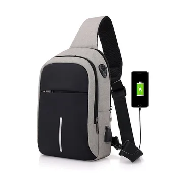 

USB Charge Shoulder Bag Men Messenger Bags Male Chest Bag Bagpack Men Crossbody Bags sacoche homme WBS656