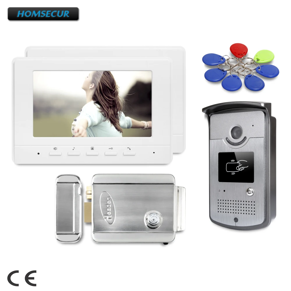 

HOMSECUR 7" Hands-free Video Door Entry Phone Call System with Keyfobs Unlocking Camera : XC001+XM707-W