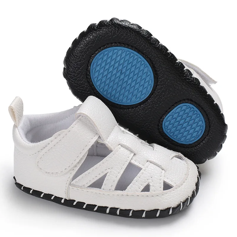 Летние сандалии из искусственной кожи для маленьких мальчиков; дышащая нескользящая обувь для новорожденных; обувь для младенцев 0-18 месяцев