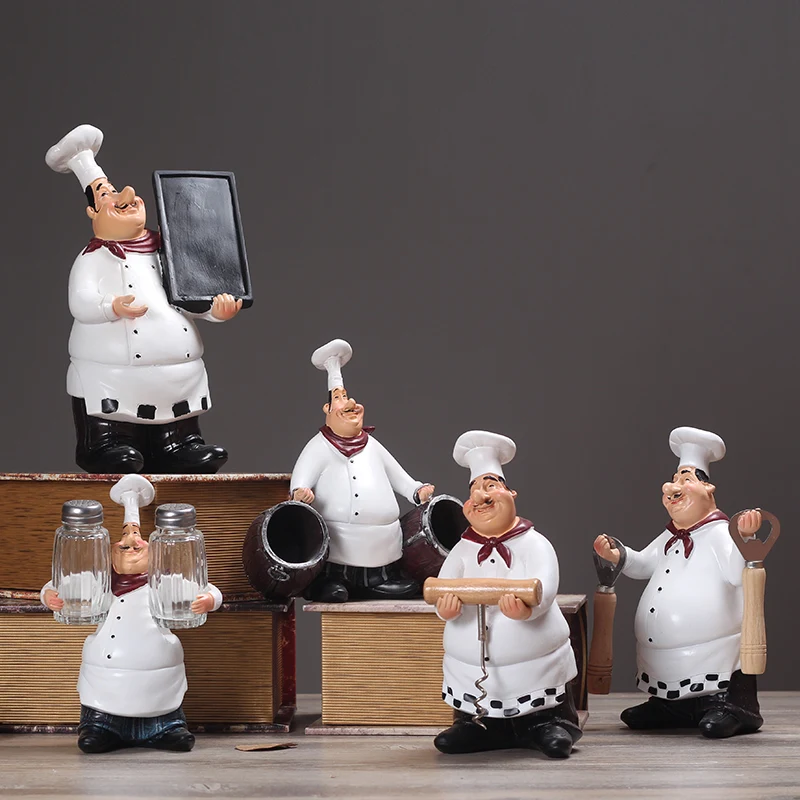 American Style Cook Sculpture Statue Chef Figurine Restaurant Kitchen