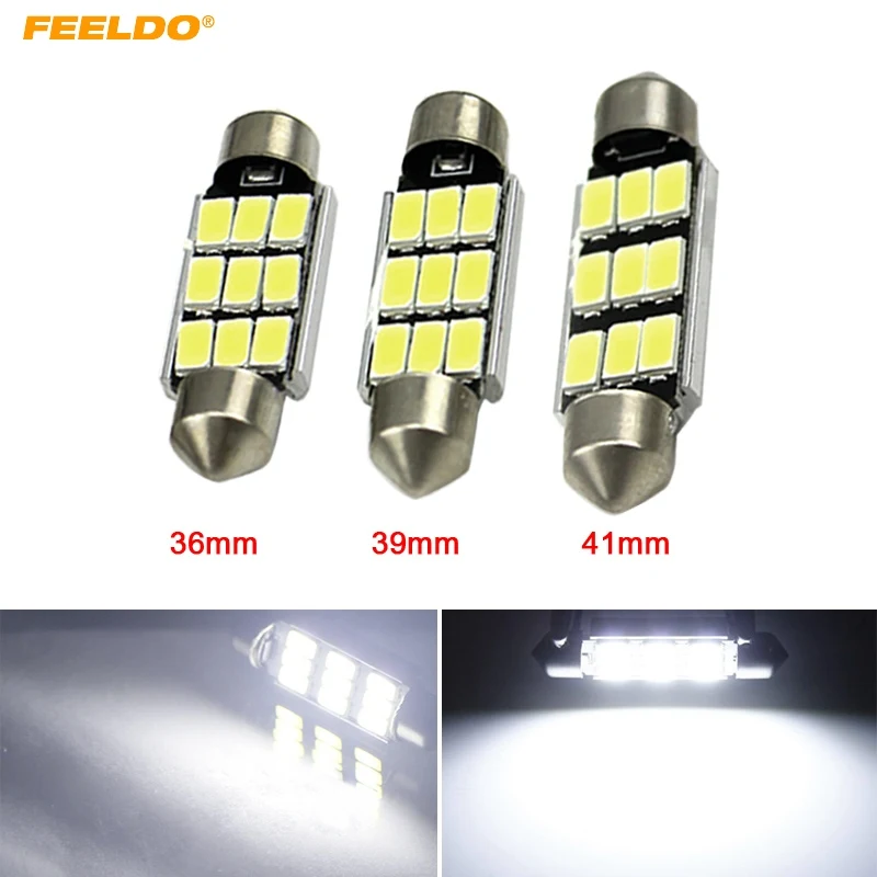 

FEELDO 2Pcs White 36mm/39mm/41mm 5730 9-SMD Canbus NO-Error Car Festoon Dome Reading LED Lights #HQ5288