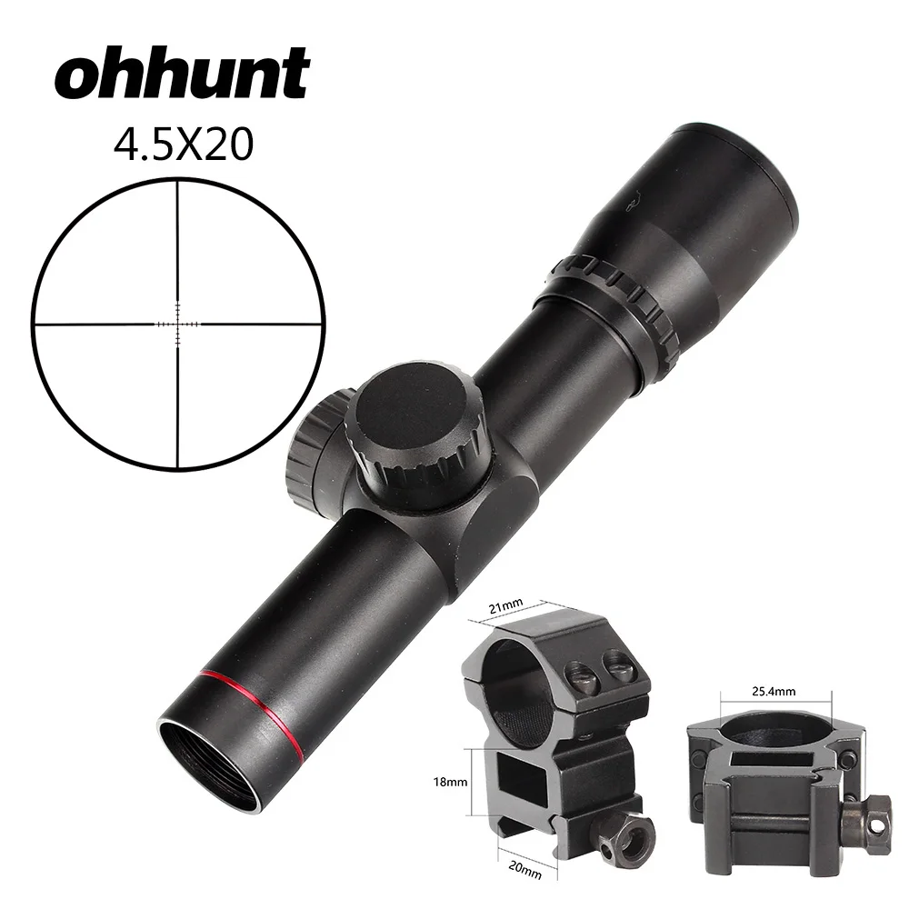 Ohhunt 4,5x20 охотничий прицел тактический оптический прицел 1 дюймов компактный Р4 прицел с откидной крышкой и кольцами - Цвет: 25.4mm-Picatinny-SGK