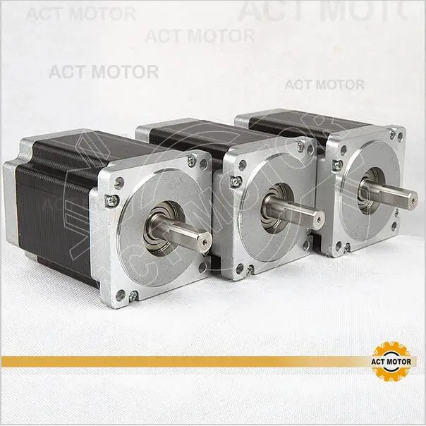 

ACT Motor 3PCS Nema34 Stepper Motor 34HS1456 Single Shaft 4-Lead 1232oz-in 118mm 5.6A Bipolar CE ISO ROHS