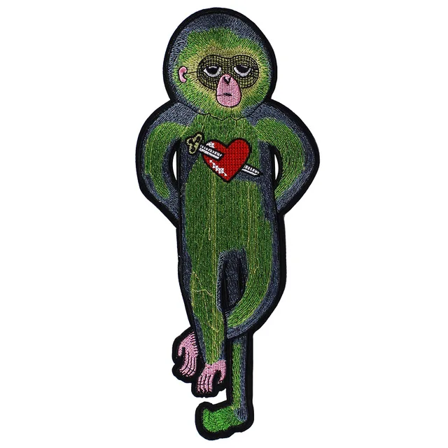 10piece-Green-Monkey-with-Heart-Arrow-Fabric-Patches-Iron-on-Embroidery-Applique-Badges-Craft-Sewing-for.jpg_640x640
