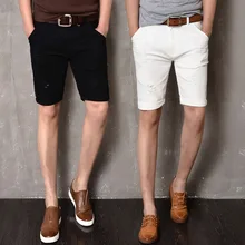 LEDINGSEN Men's White Ripped Skinny Denim Shorts Bermuda Black Distressed Hole Jean Shorts Cotton Casual Fashion Summer Shorts