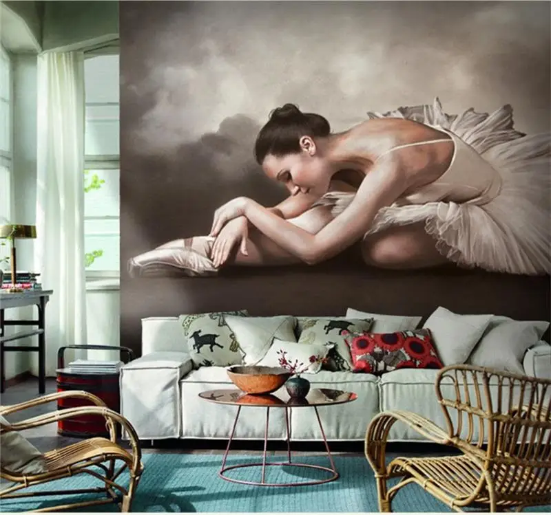 

custom mural wallpaper 3d room photo non-woven sticker beautiful dancer picture Sofa TV background wall painting large wallpaper