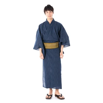 

Men Kimono Robe Traditional Japanese Warrior Costume Casual Yukata Male Bathrobe Homewear Vintage Cosplay Performance Clothes