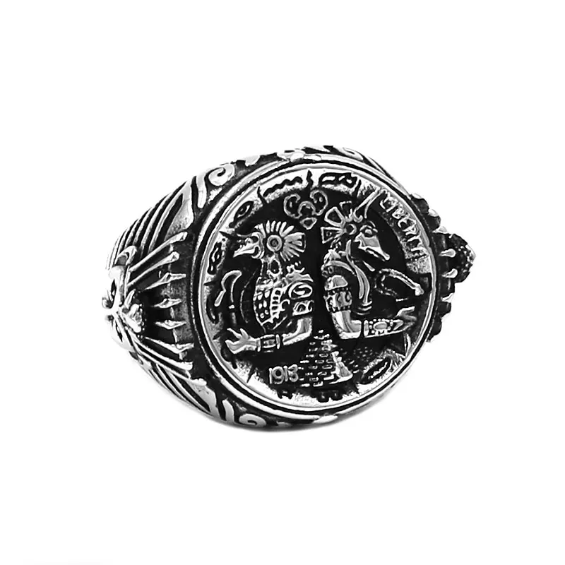 Wholesale Egypt Pharaoh Tutankhamun Ring Stainless Steel Jewelry Vintage Punk Egyptian Cross Biker Mens Boys Ring 864B