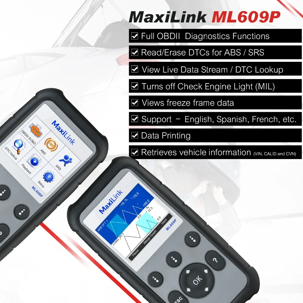 Autel MaxiLink ML609P диагностический инструмент Obd2 сканер escaner automotriz Профессиональный ABS