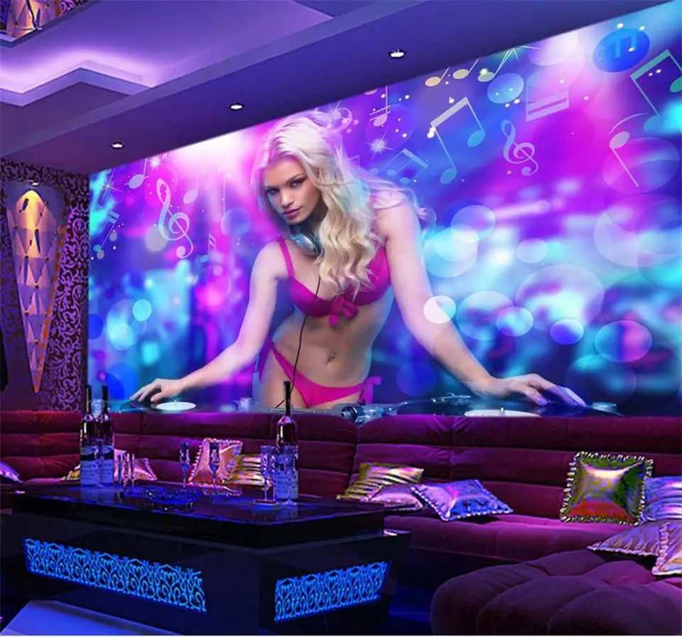 

custom 3d photo wallpaper mural KTV room sticker nightclub DJ beauty 3d painting bed room sofa background wallpaper for walls 3d