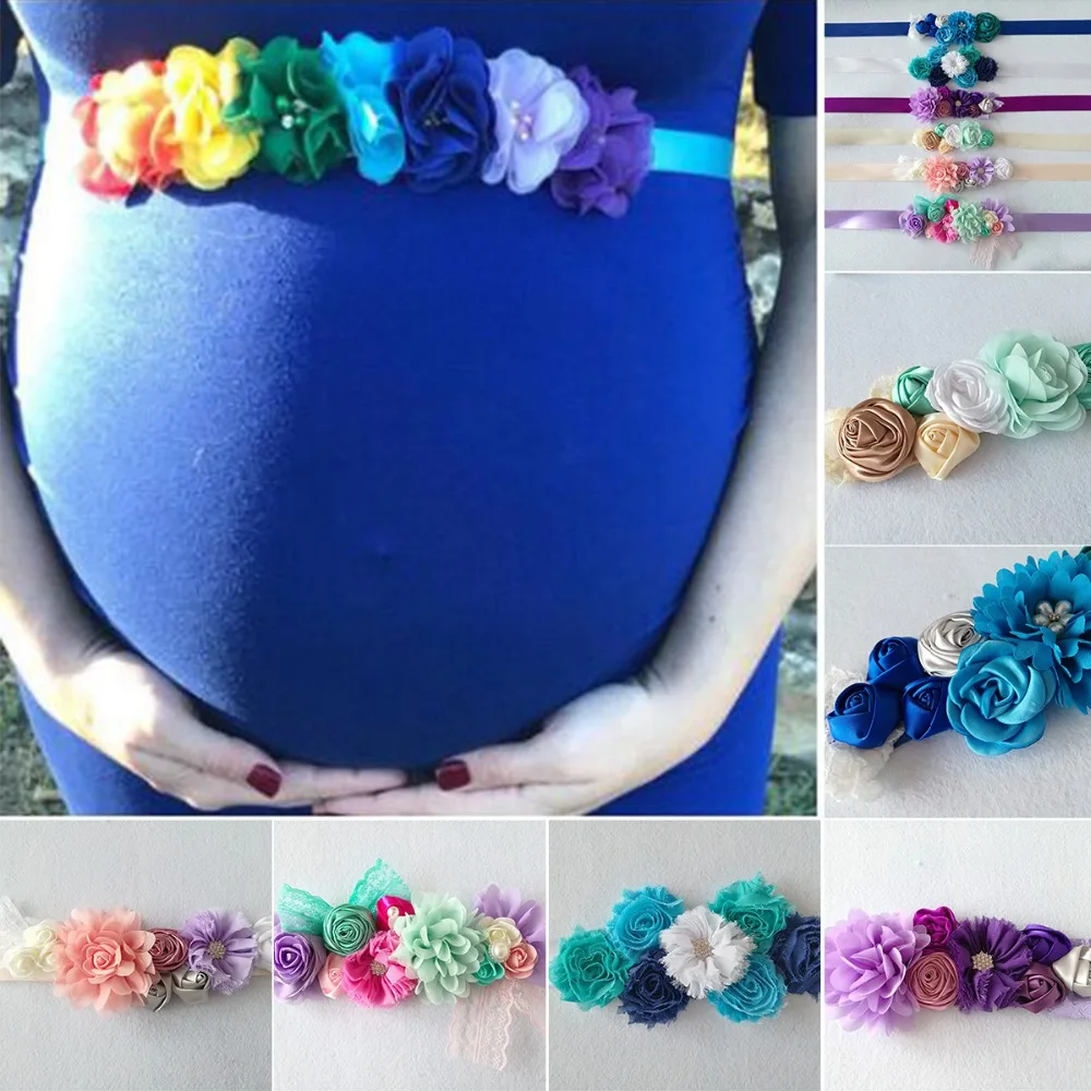 

Puseky Maternity Sash for Photo Shooting Floral Maternity Photography Dress Waistband Girdle Maternity Photography Props