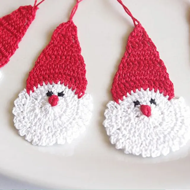 of 12 crochet santa claus christmas decorations hanging christmas