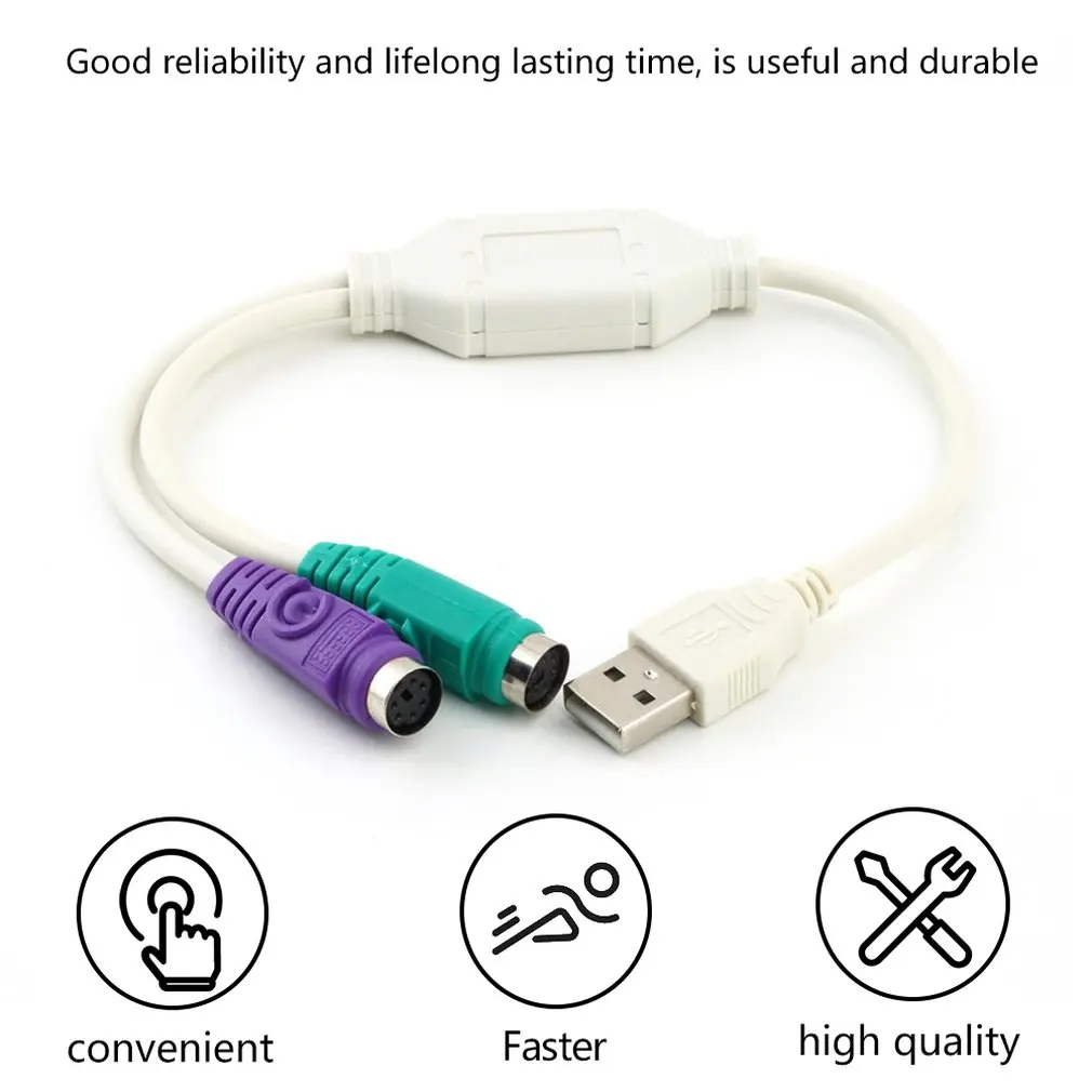 

USB Male to PS2 Female Cable Adapter Converter For Keyboard To Mouse Plug and Play Support two PS2 keyboard or two PS2 Mouse