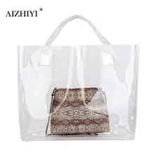 Женские сумки с короткими ручками, большая прозрачная сумка-шоппер, роскошные сумки для девочек, клатч со змеиным принтом, дизайнерские прозрачные композитные сумочки