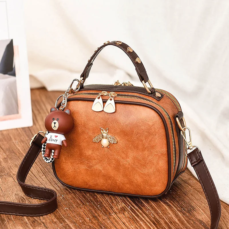 أعلى مقبض حقيبة للنساء 2019 جديد حقيبة يد فاخرة النساء النحل حقائب كتف الدب قلادة حقيبة ساعي الإناث Sac